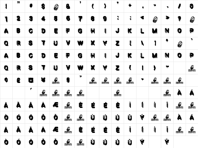 VENGANZA Regular  glyph index