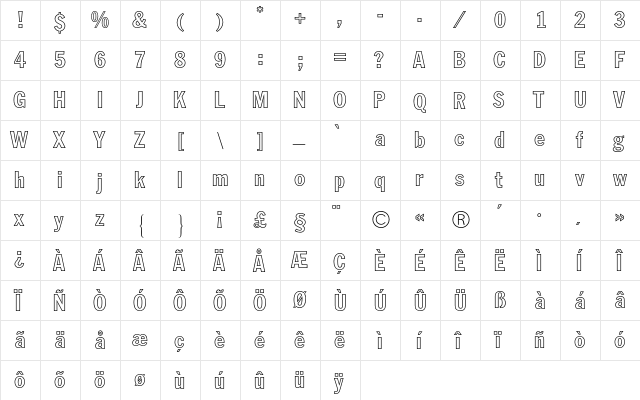 FranklinATFCondensedBQ Regular  glyph index