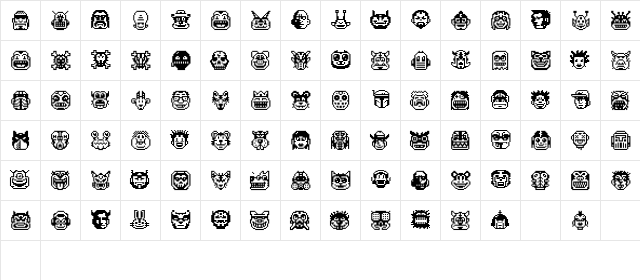 PIXEL FREAKS V1 Regular  glyph index