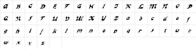 Valencia Regular  glyph index