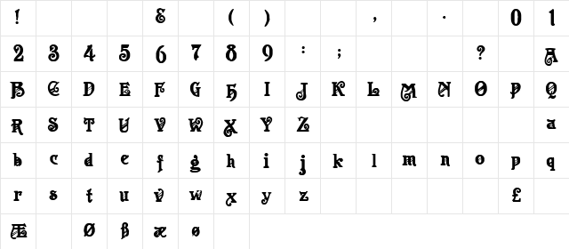 Mausoleum 1 Regular  glyph index