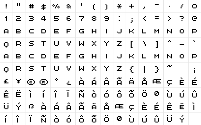 FFF Interface01 Regular  glyph index