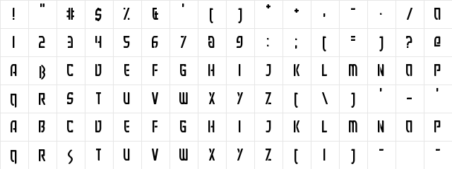 Executionist Regular  glyph index