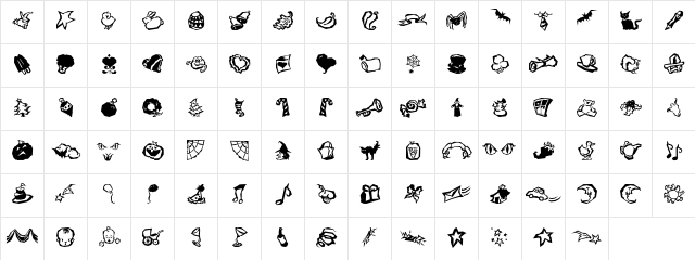 HolidayMixICG Regular  glyph index