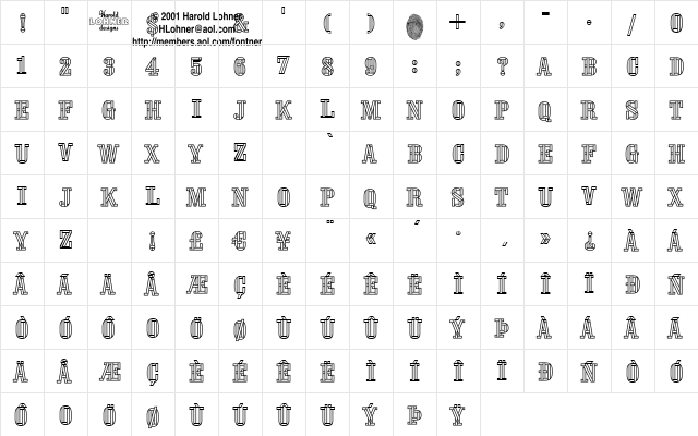 Stencil FourReversed Regular  glyph index