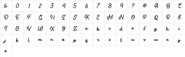 Fraulein Revival Italic  glyph index