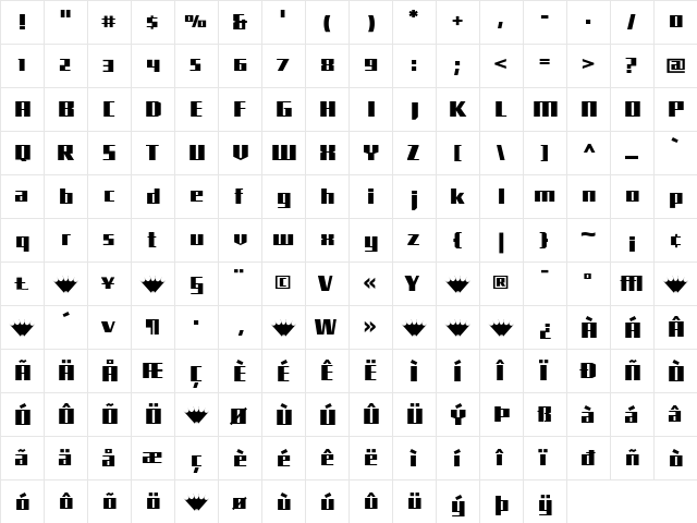 Shimano Regular  glyph index