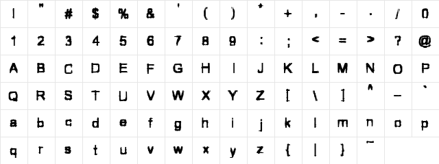 VTC JezzabelBimbo Regular  glyph index