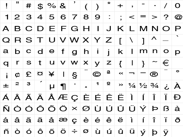 AlpsExtended Normal  glyph index