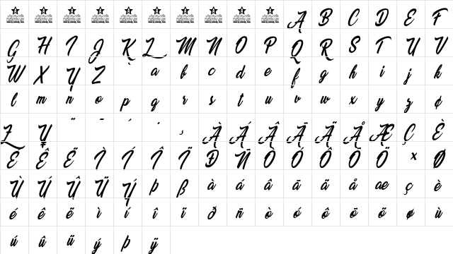 Beautiful Lovers Personal Use Regular  glyph index