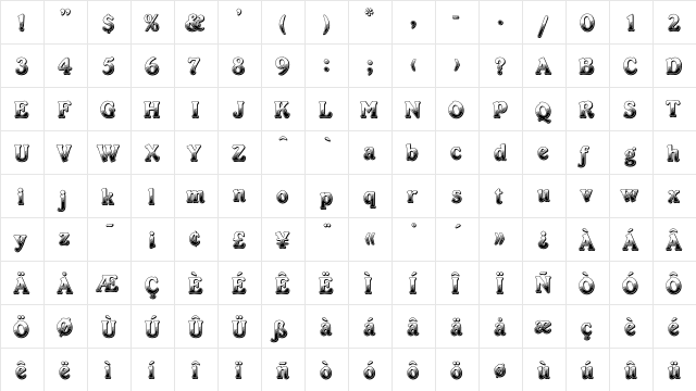 Cabaret .. Plain  glyph index