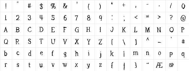 Lights Out BRK Regular  glyph index