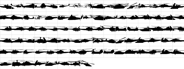 Hello Copters Solid Regular  glyph index
