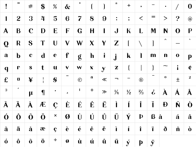 Garlic Sans Sans-Regular  glyph index