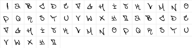 Jo's Styles Regular  glyph index