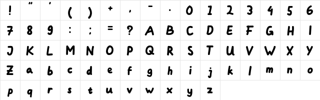 Minasans Regular  glyph index