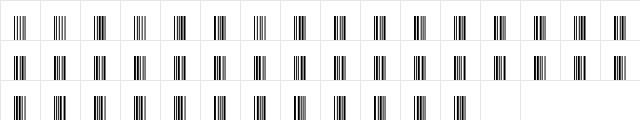 Code39Slim Regular  glyph index