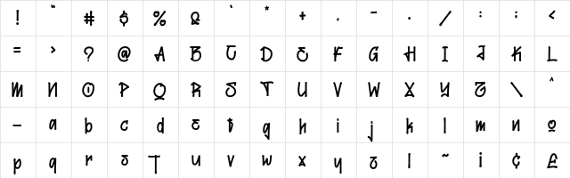 Maxtield Regular  glyph index