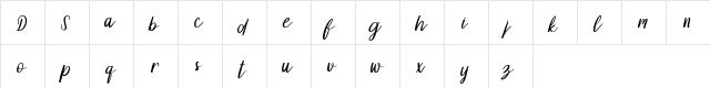 Dollyn Script DEMO Regular  glyph index