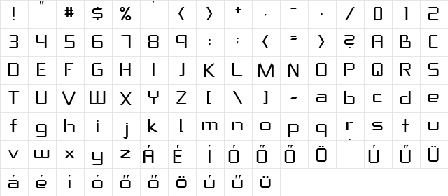 Crystal clear Regular  glyph index