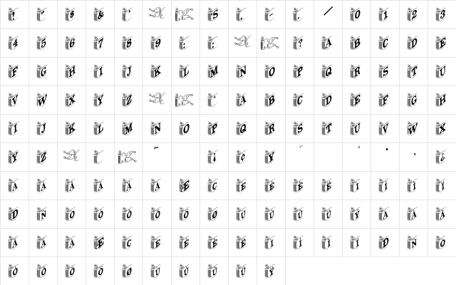 GE Banners Regular  glyph index