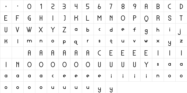 Lamborgini Bold  glyph index