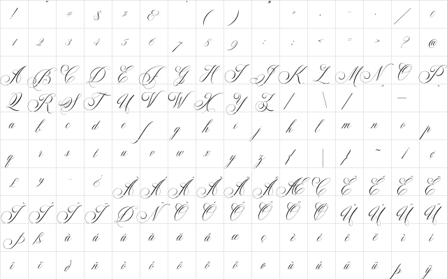 Glaston Regular  glyph index