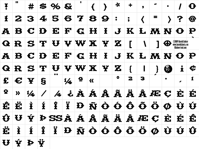 Madfont Bars Regular  glyph index