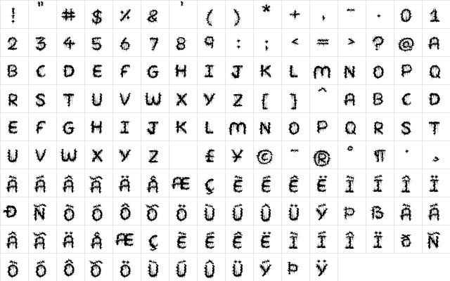 SHRED OF NIGHT Regular  glyph index