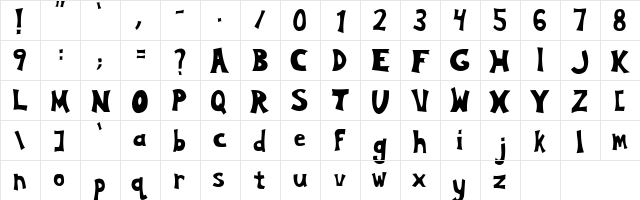 Silly Annie normal  glyph index