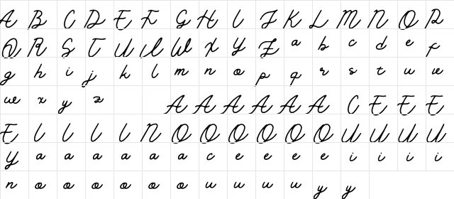 Golden Slayer Regular  glyph index