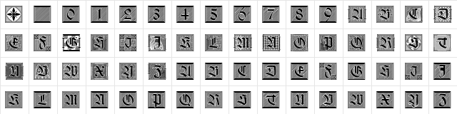 Holzschnitt-Initialen Regular  glyph index