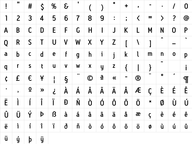 AntitledMedium Regular  glyph index