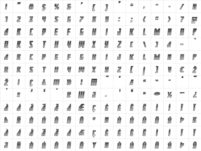 Major Force Chrome Italic Italic  glyph index