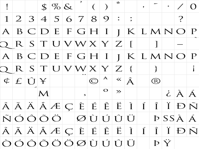Trajan-Normal Ex Regular  glyph index