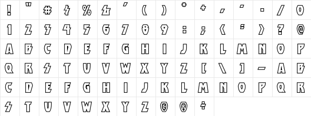 CCDestroyerOpen Regular  glyph index