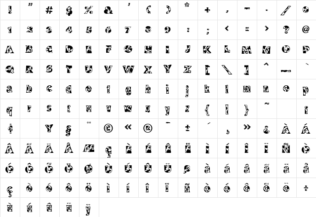 MooLahLah ROB  glyph index