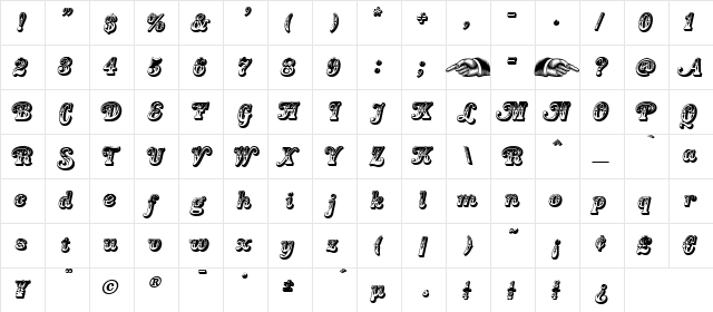 Country Western Swing Regular  glyph index