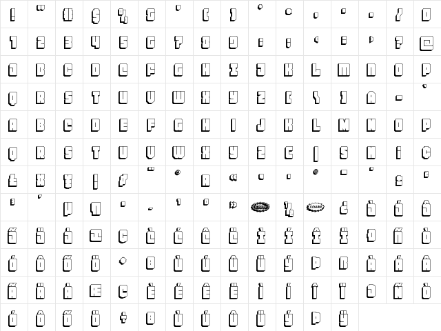 Homebase Super 3D Regular  glyph index