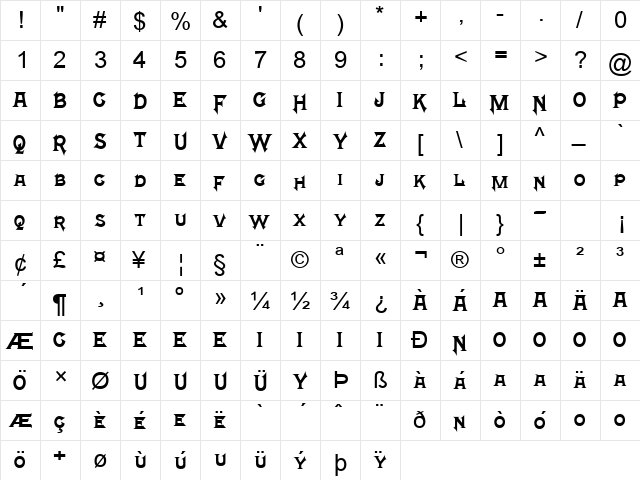 Mortal Kombat 4 Incomplete Regular  glyph index