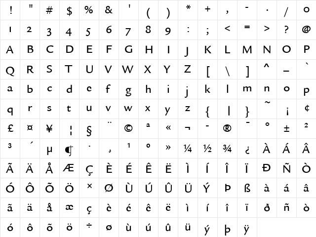 Legacy Sans ITC Medium  glyph index