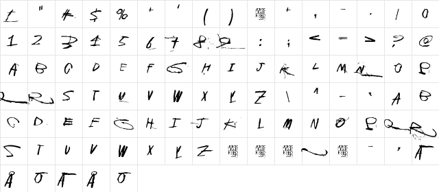 GalvanizeBurn Regular  glyph index