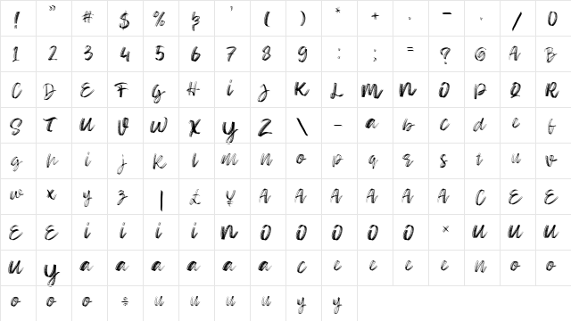 Sketch Time Regular  glyph index