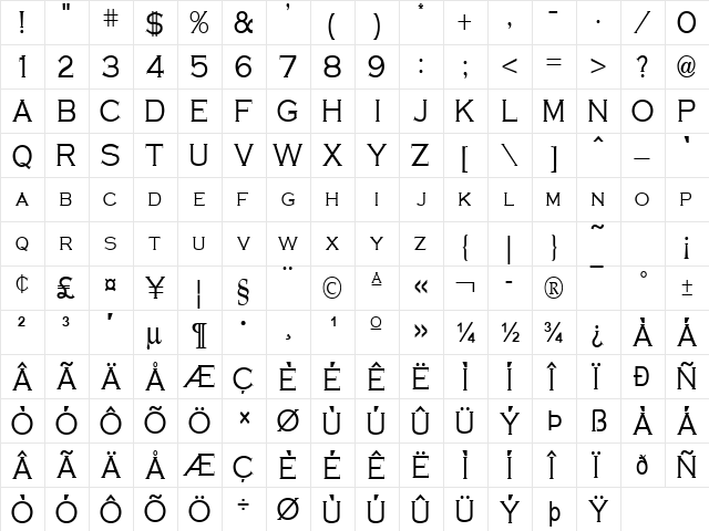 Cobalt-Condensed Normal  glyph index