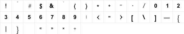 GE MB Najm Bold Bold  glyph index