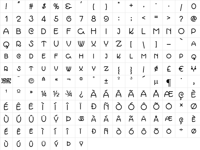 March Madness NF Regular  glyph index
