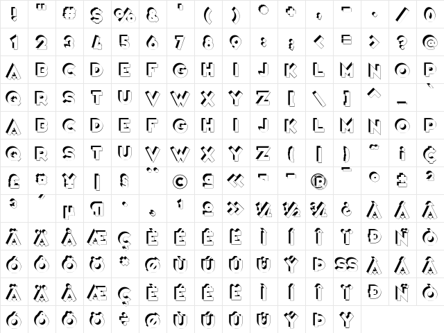 Variet頃irque Regular  glyph index