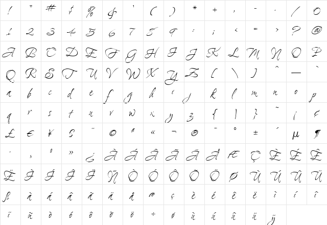 Ambiance BT Swash Light  glyph index