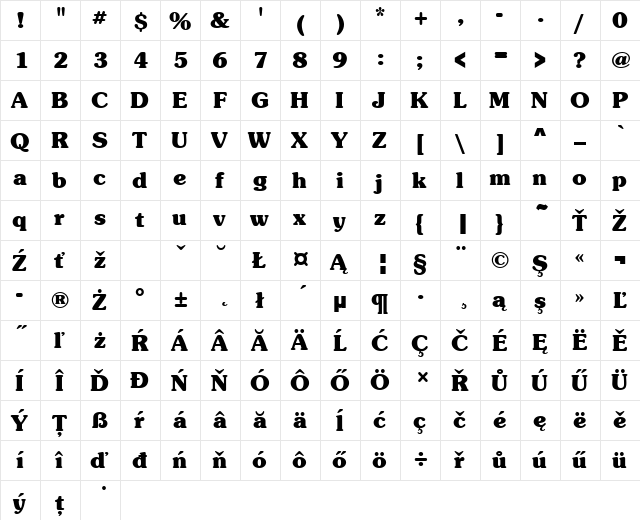 SouvenirItcTEEBol Regular  glyph index