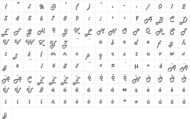 Bermuda Regular  glyph index